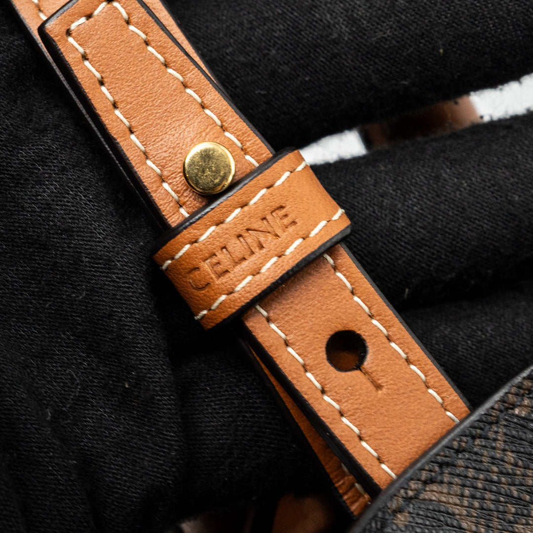 Celine Cabas Vertical in Triomphe Canvas and Calfskin tan