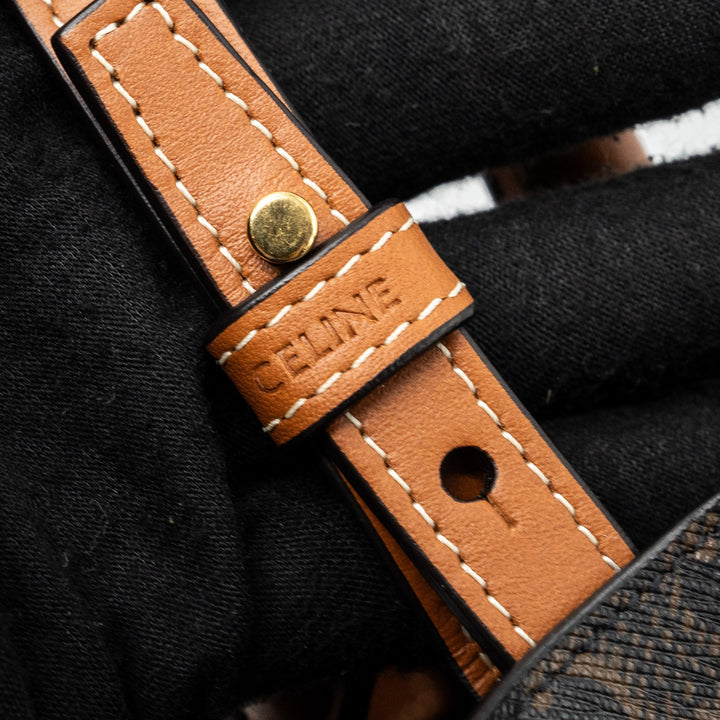Celine Cabas Vertical in Triomphe Canvas and Calfskin tan