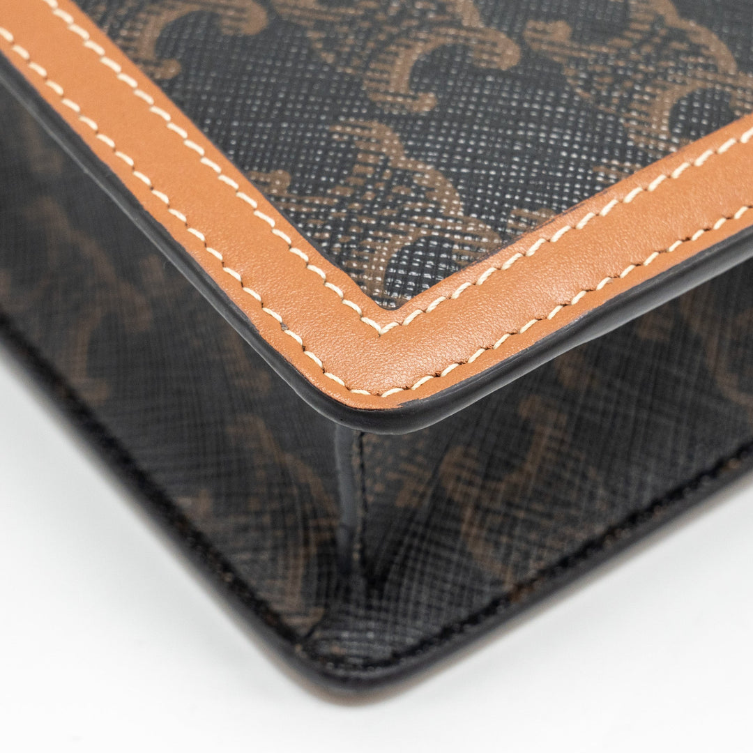 Celine Wallet on Chain Margo Triomphe Canvas/Calfskin Tan