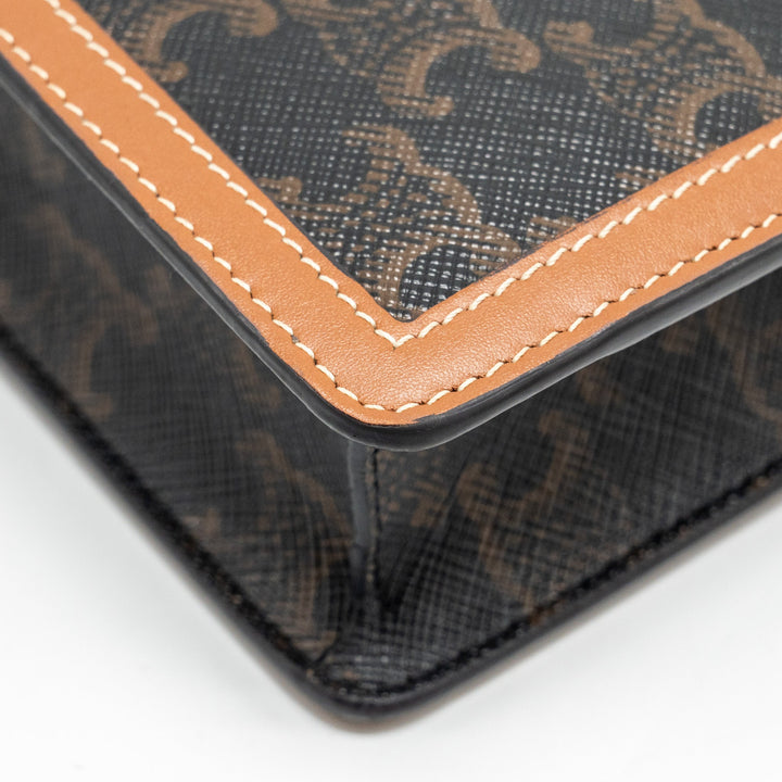 Celine Wallet on Chain Margo Triomphe Canvas/Calfskin Tan