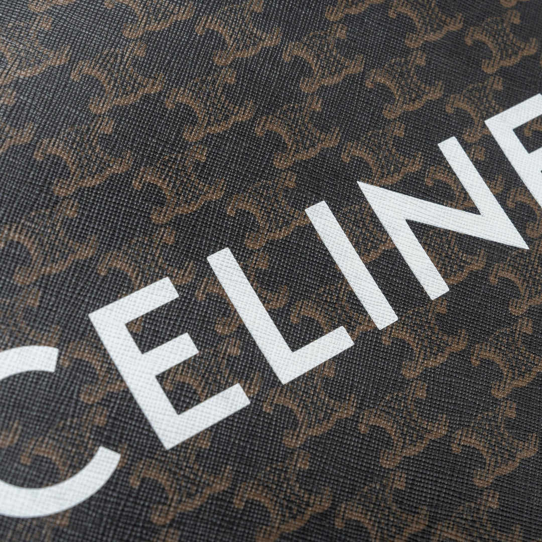 Celine Cabas Vertical in Triomphe Canvas and Calfskin tan