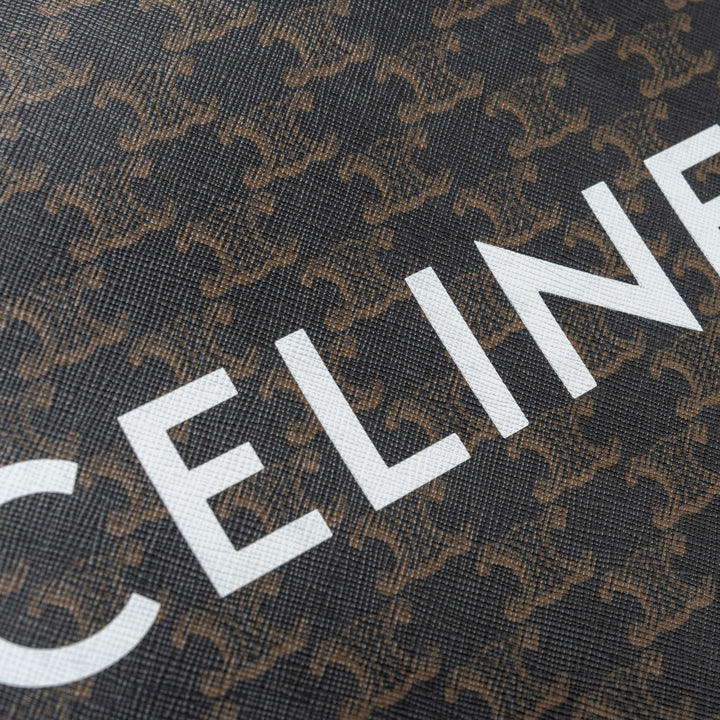 Celine Cabas Vertical in Triomphe Canvas and Calfskin tan