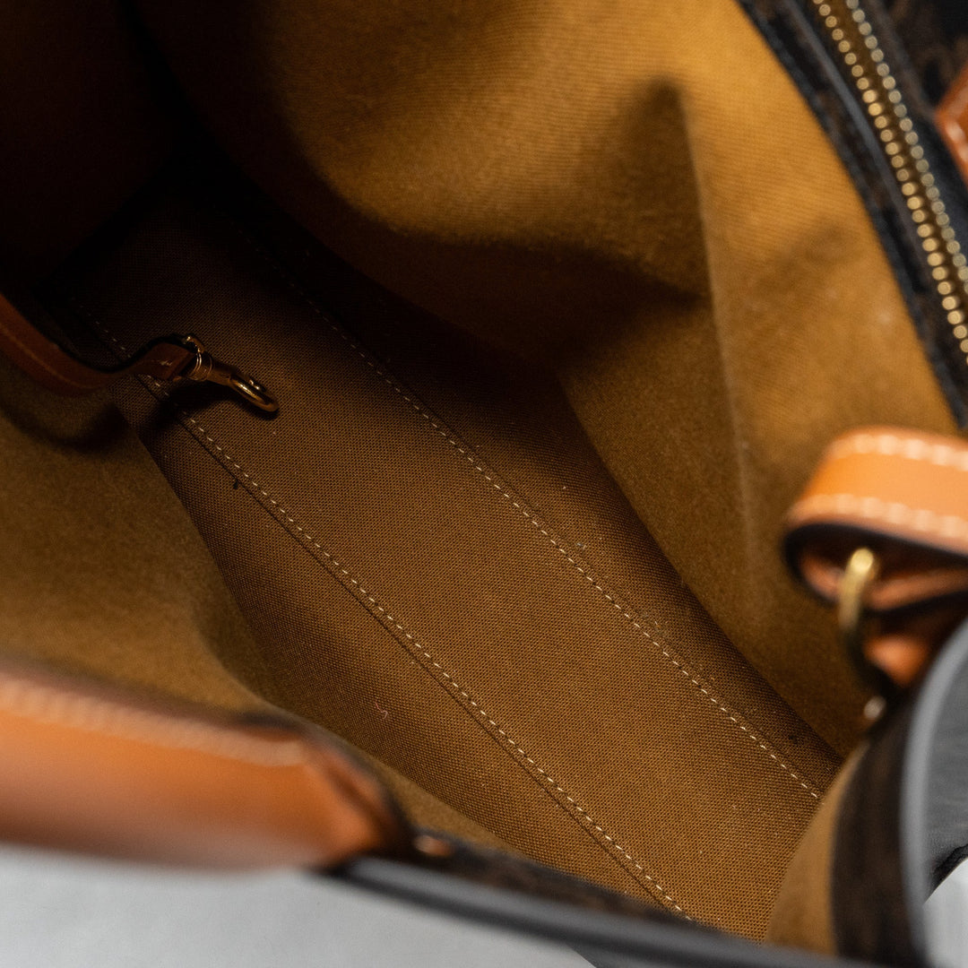 Celine Cabas Vertical in Triomphe Canvas and Calfskin tan