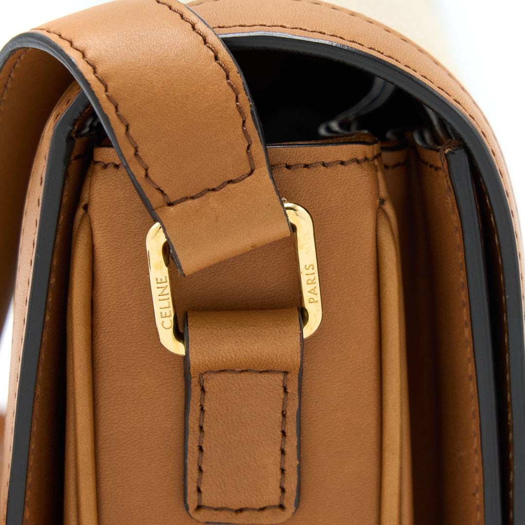 Top Quality Celine Triomphe Bag Textile/Calfskin White/Tan