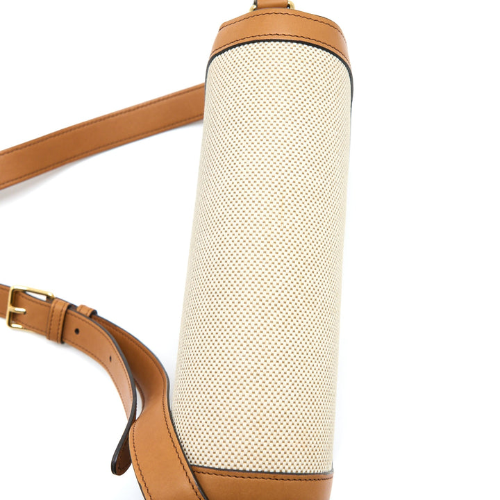 Top Quality Celine Triomphe Bag Textile/Calfskin White/Tan