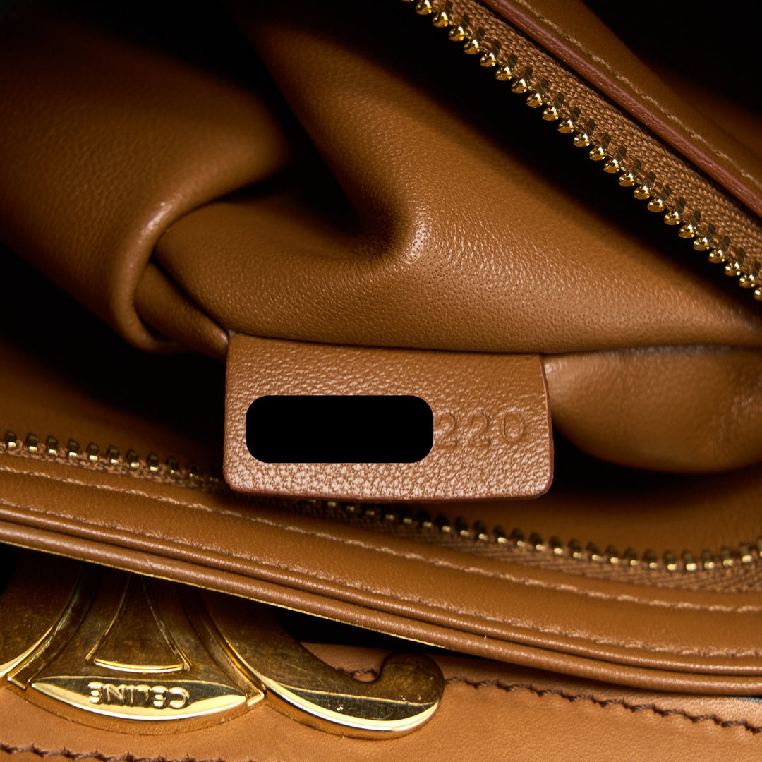 Top Quality Celine Triomphe Bag Textile/Calfskin White/Tan