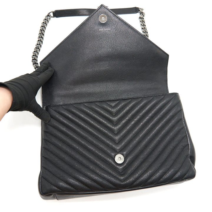 SAINT LAURENT / YSL COLLEGE IN MATELASSE LEATHER BLACK