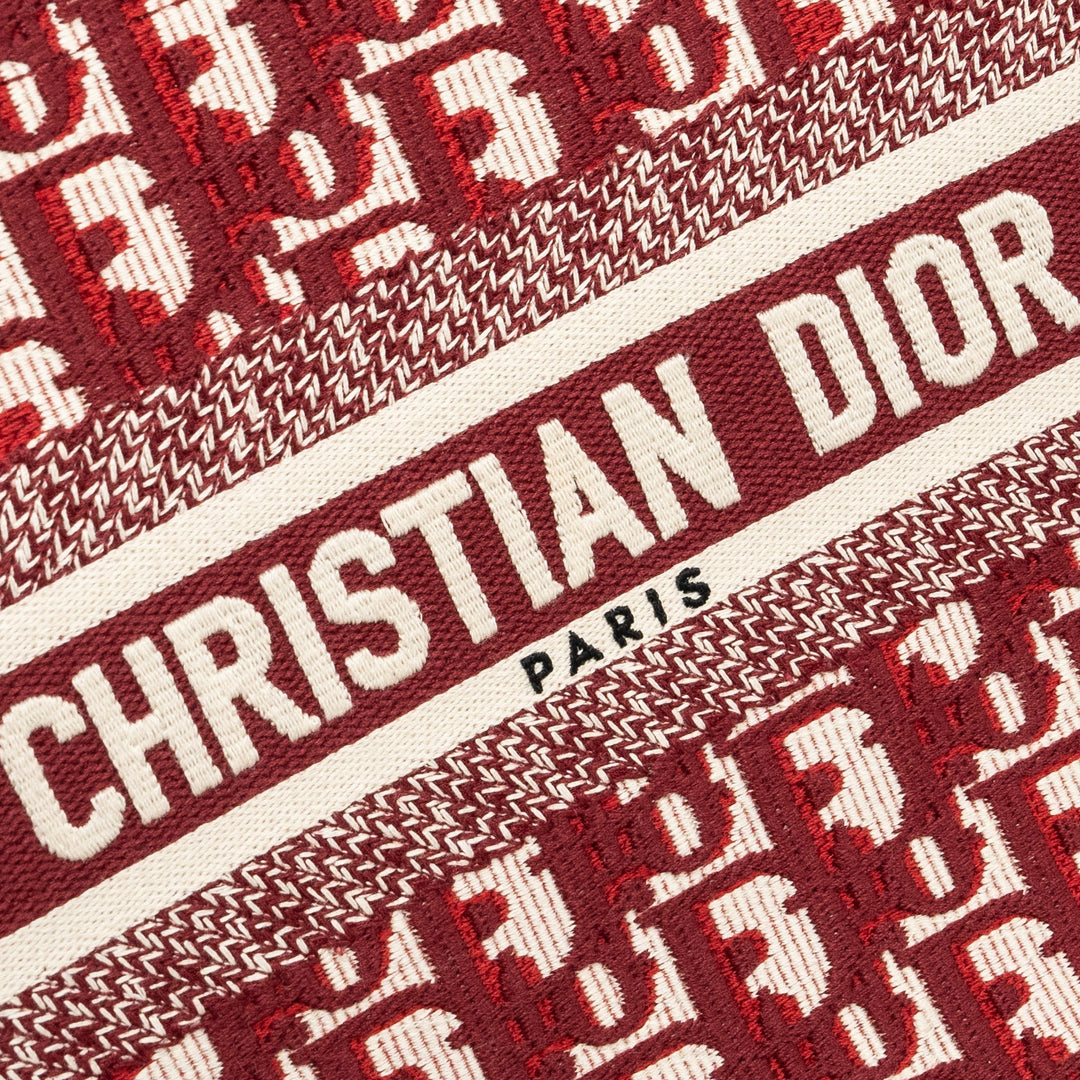 Top quality Dior small book tote oblique embroidery canvas red