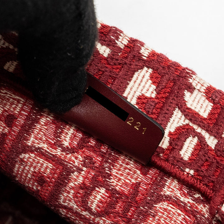 Top quality Dior small book tote oblique embroidery canvas red