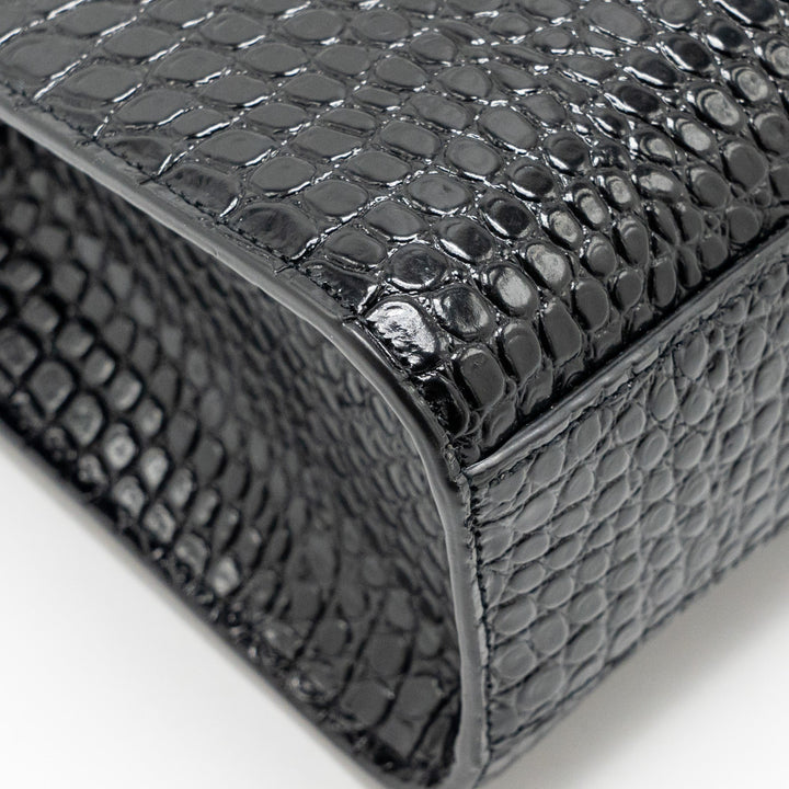Saint Laurent medium Manhattan bag croc embossed calfskin black GHW