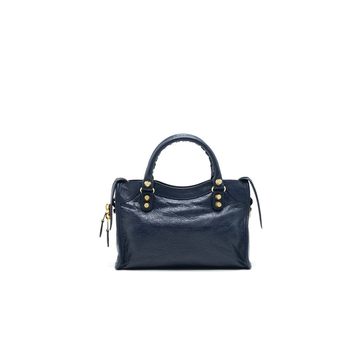 balenciaga Mini Giant City Crossbody Bag Navy GHW