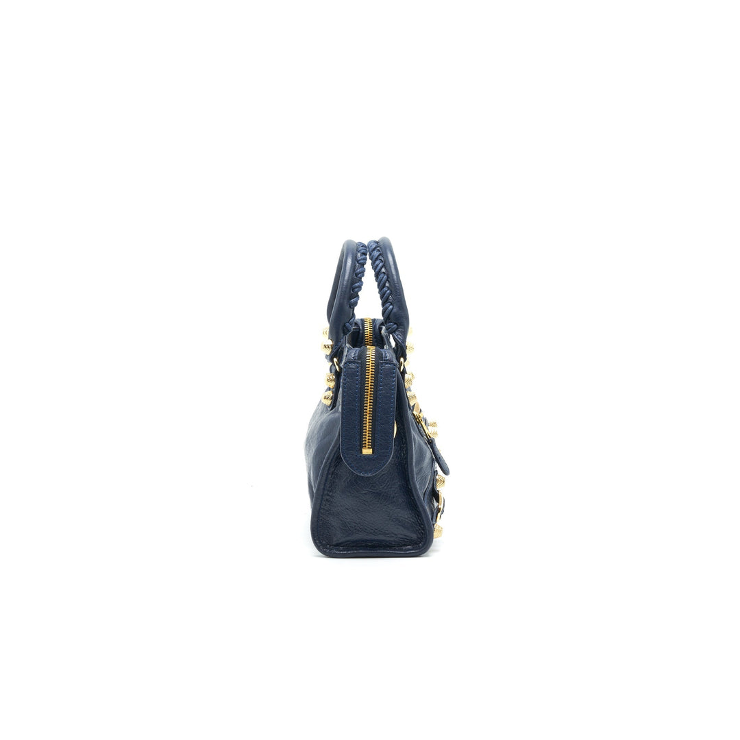 balenciaga Mini Giant City Crossbody Bag Navy GHW