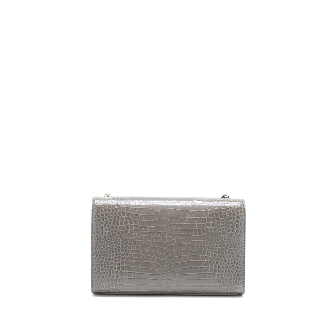 Saint Laurent Kate Bag Croc Embossed-Calfskin Grey SHW