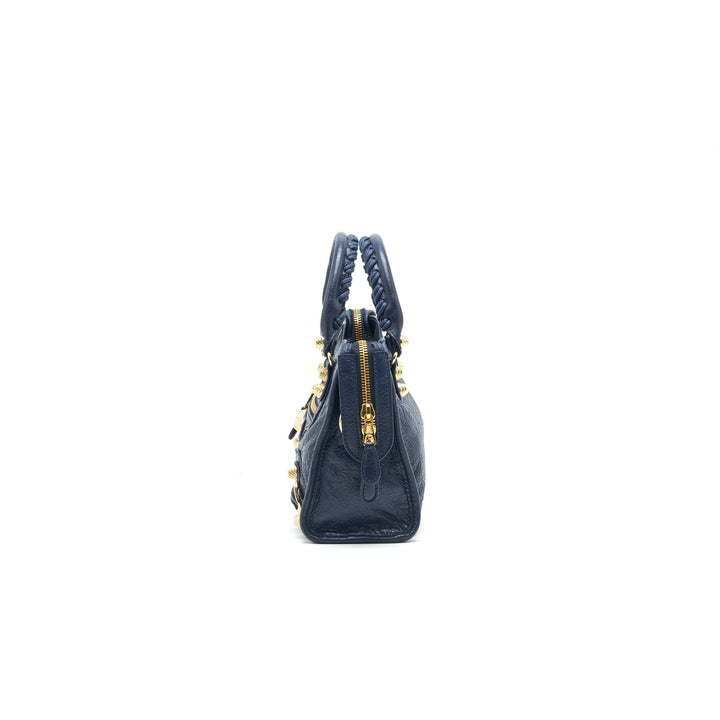 balenciaga Mini Giant City Crossbody Bag Navy GHW