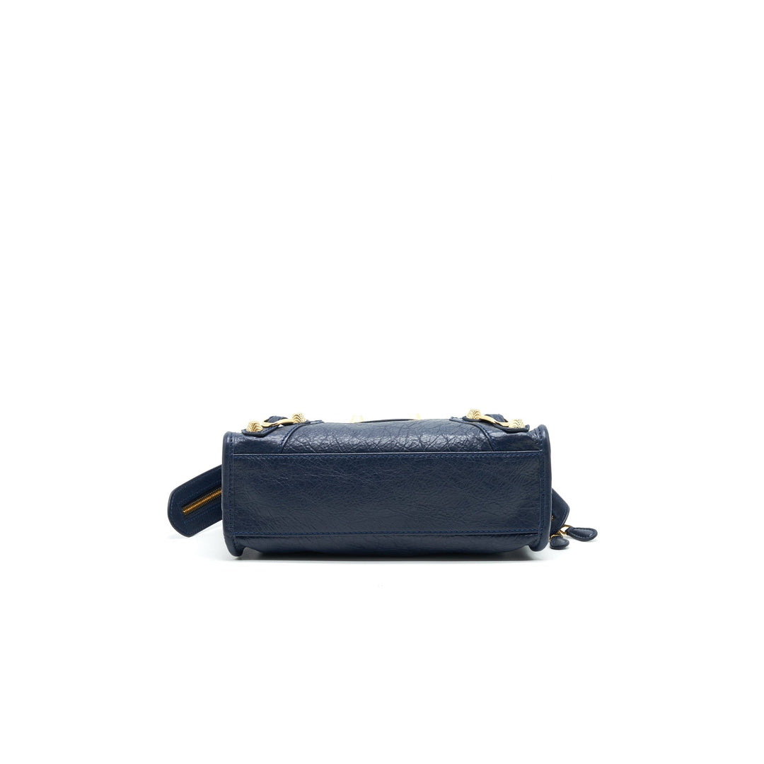 balenciaga Mini Giant City Crossbody Bag Navy GHW