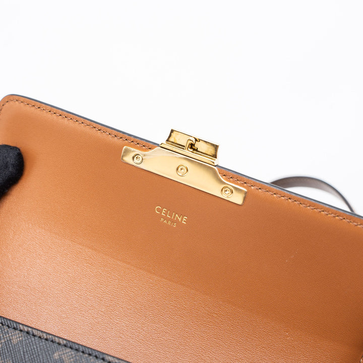 Top Quality Celine Triomphe Shoulder Bag Calfskin/Triomphe Canvas Brown/Multicolour