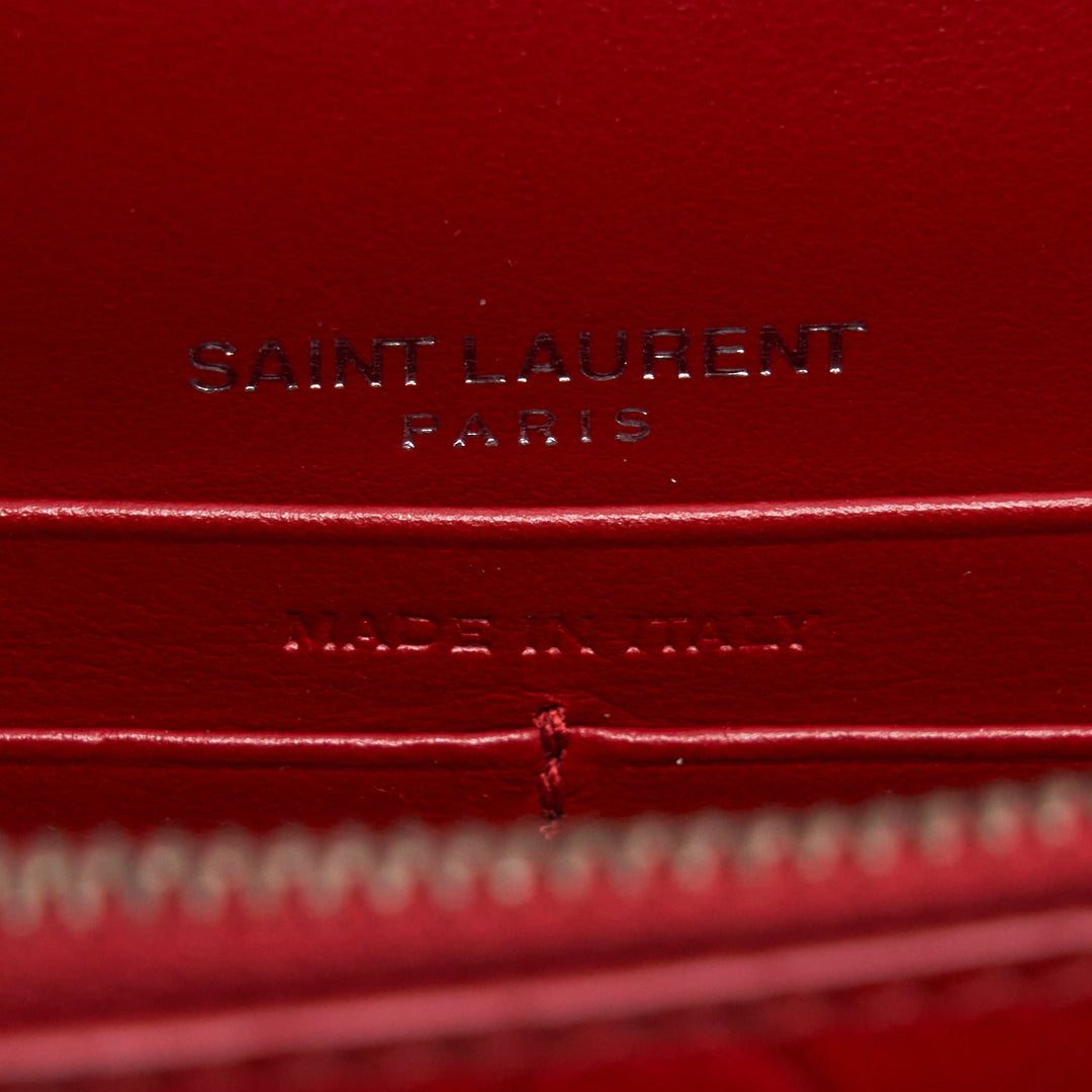 Saint Laurent/ YSL Mini Sunset Crocodile Embossed Red SHW