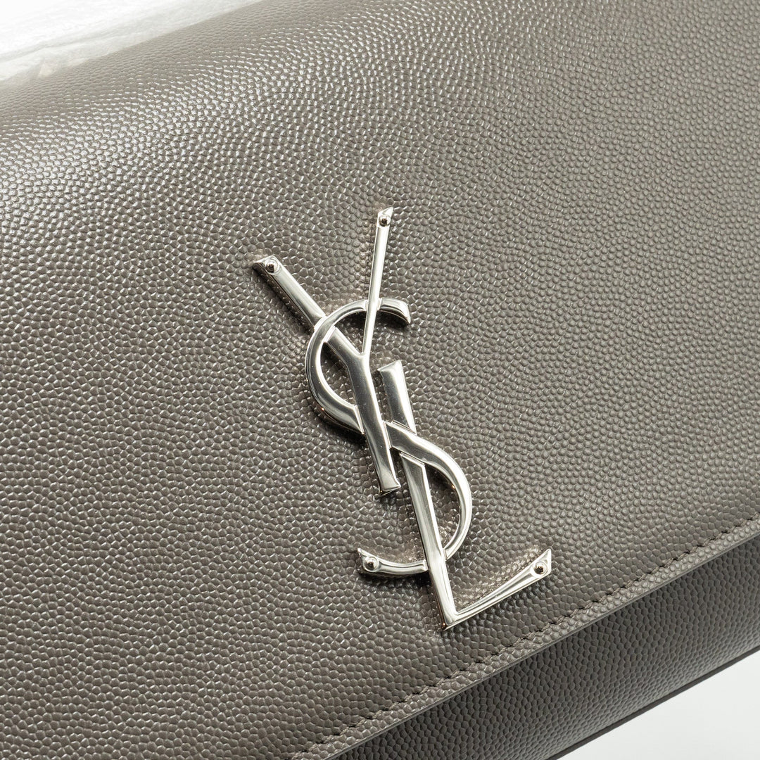 Saint Laurent/YSL Medium Kate Bag Grained Calfskin Grey SHW
