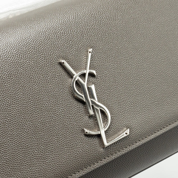 Saint Laurent/YSL Medium Kate Bag Grained Calfskin Grey SHW