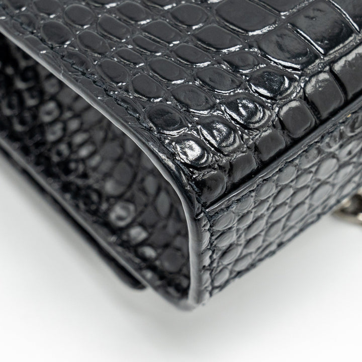 Saint Laurent /YSL Kate Small Chain Wallet With Tassel in Crocodile-Embossed Black SHW