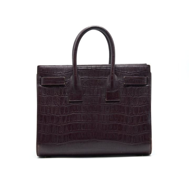 SAINT LAURENT/ YSL CLASSIC SAC DE JOUR IN CROCODILE EMBOSSED BURGUNDY