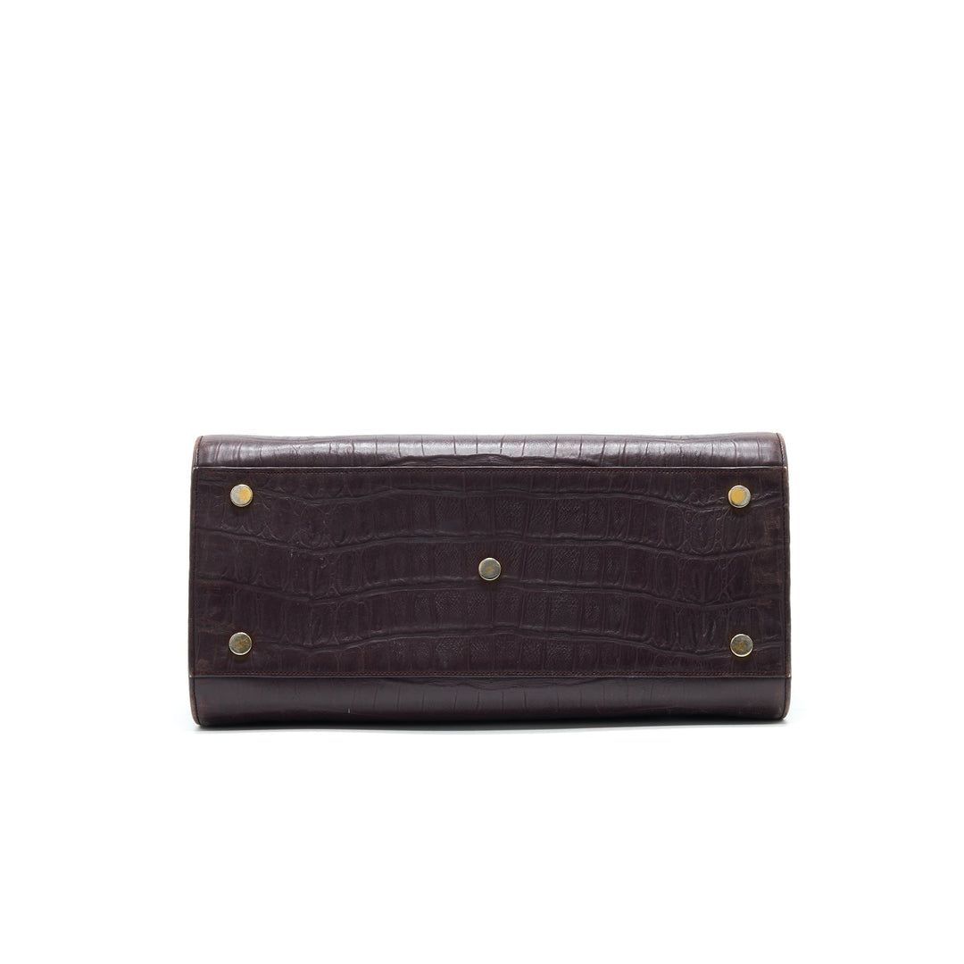 SAINT LAURENT/ YSL CLASSIC SAC DE JOUR IN CROCODILE EMBOSSED BURGUNDY