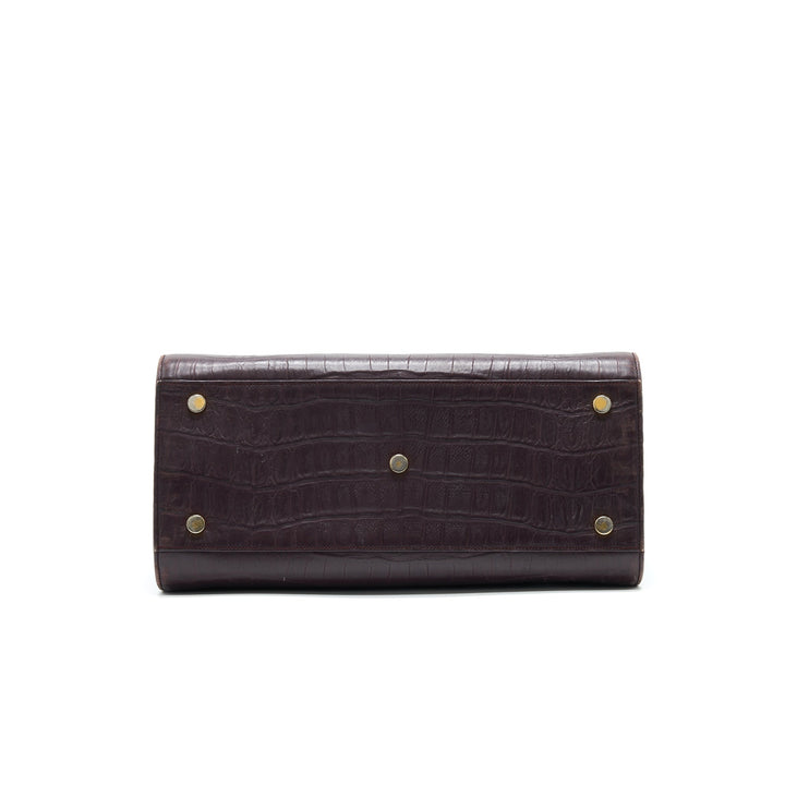SAINT LAURENT/ YSL CLASSIC SAC DE JOUR IN CROCODILE EMBOSSED BURGUNDY