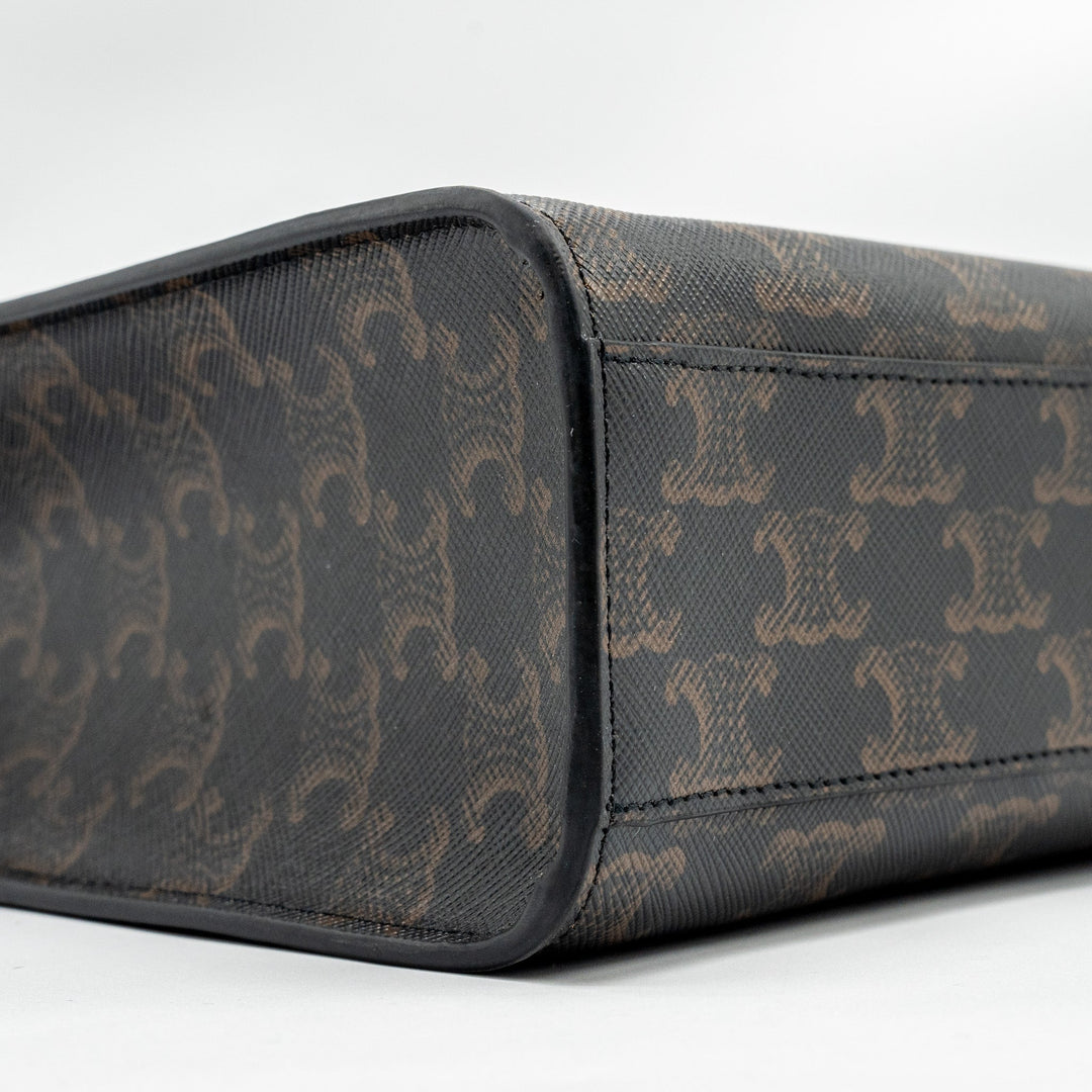 Top Quality Celine Vertical Cabas in Triomphe Canvas Black / Multicolour