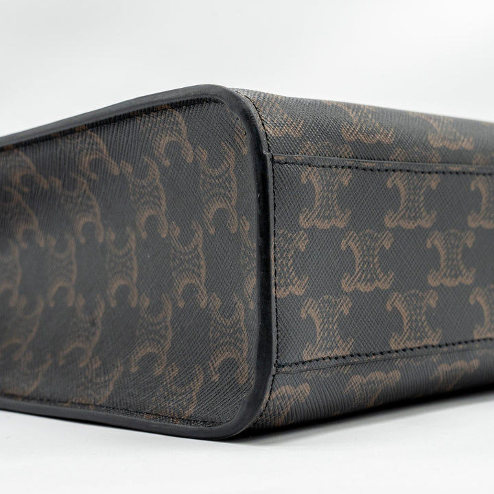 Top Quality Celine Vertical Cabas in Triomphe Canvas Black / Multicolour