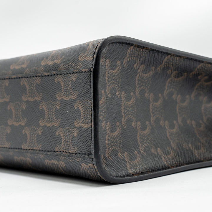 Top Quality Celine Vertical Cabas in Triomphe Canvas Black / Multicolour