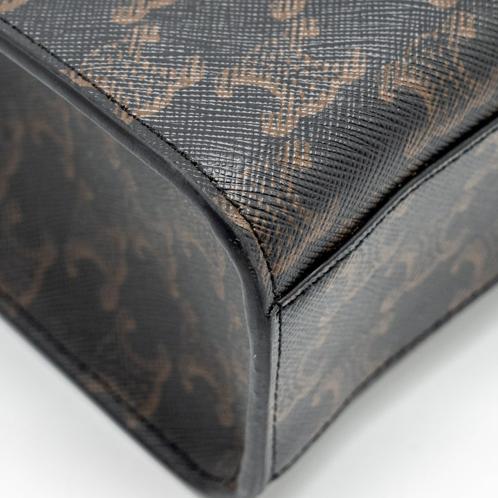 Top Quality Celine Vertical Cabas in Triomphe Canvas Black / Multicolour