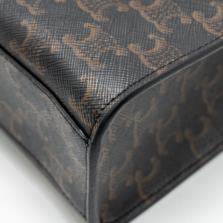 Top Quality Celine Vertical Cabas in Triomphe Canvas Black / Multicolour