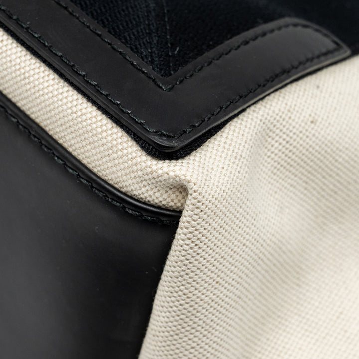 Top Quality Balenciaga Cabas Tote Bag Canvas/Calfskin Natural/Black SHW