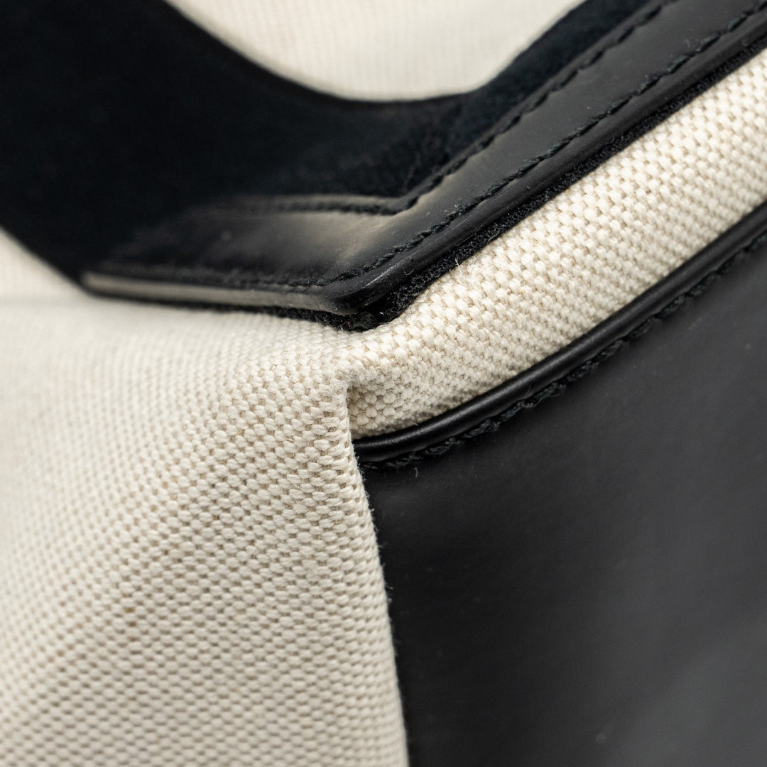 Top Quality Balenciaga Cabas Tote Bag Canvas/Calfskin Natural/Black SHW