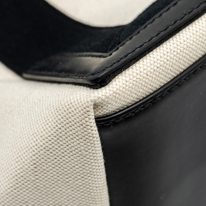 Top Quality Balenciaga Cabas Tote Bag Canvas/Calfskin Natural/Black SHW