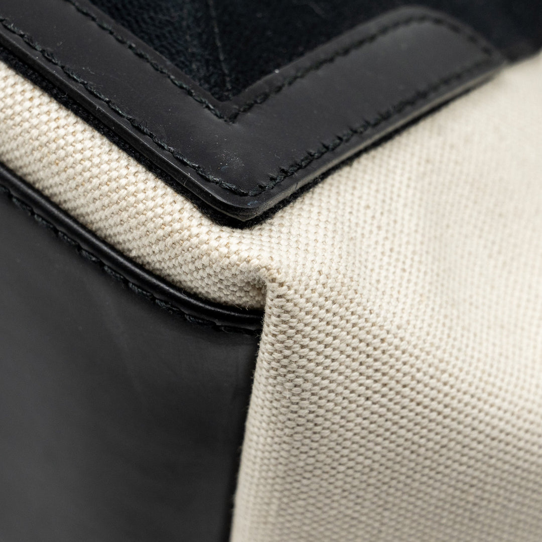 Top Quality Balenciaga Cabas Tote Bag Canvas/Calfskin Natural/Black SHW