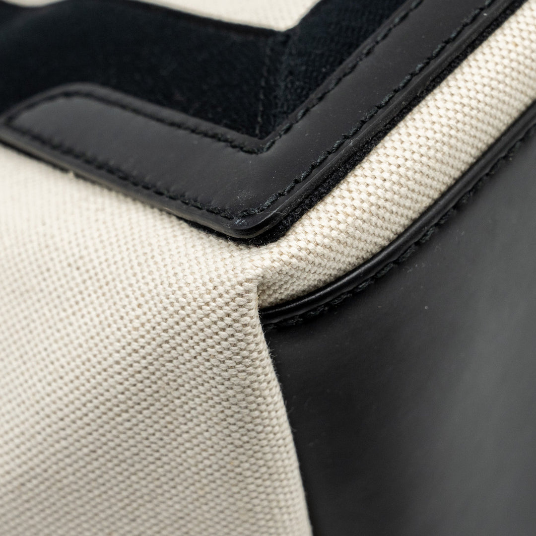 Top Quality Balenciaga Cabas Tote Bag Canvas/Calfskin Natural/Black SHW
