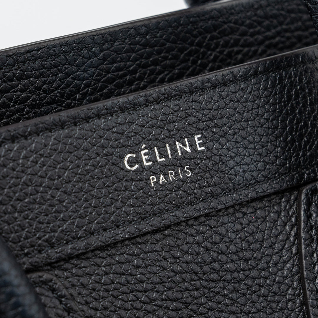 Celine Nano Luggage Bag Calfskin Black