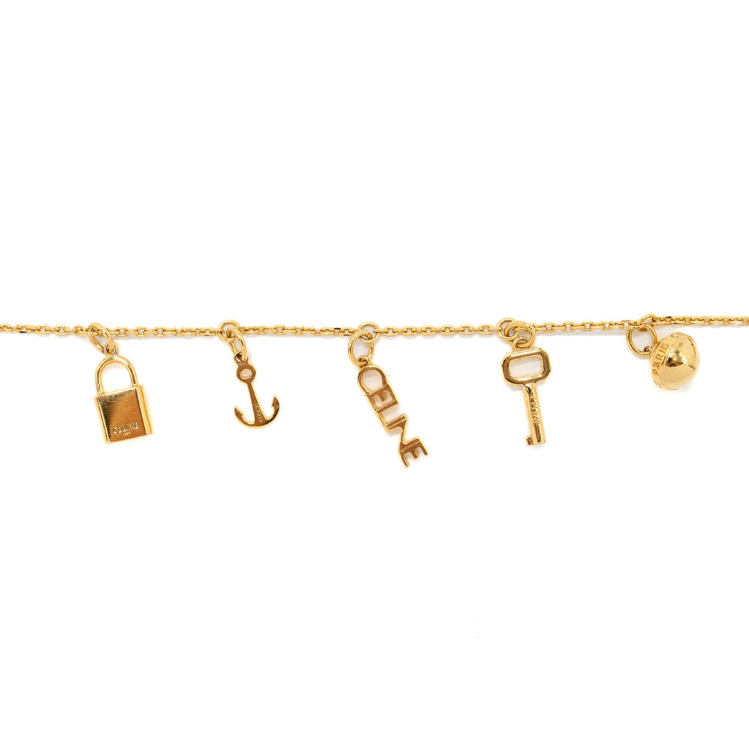 Top Quality Celine Padlock Charm/Key Bracelet Gold Tone