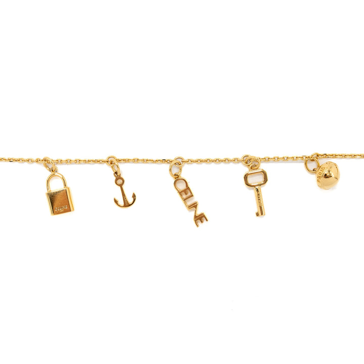 Top Quality Celine Padlock Charm/Key Bracelet Gold Tone