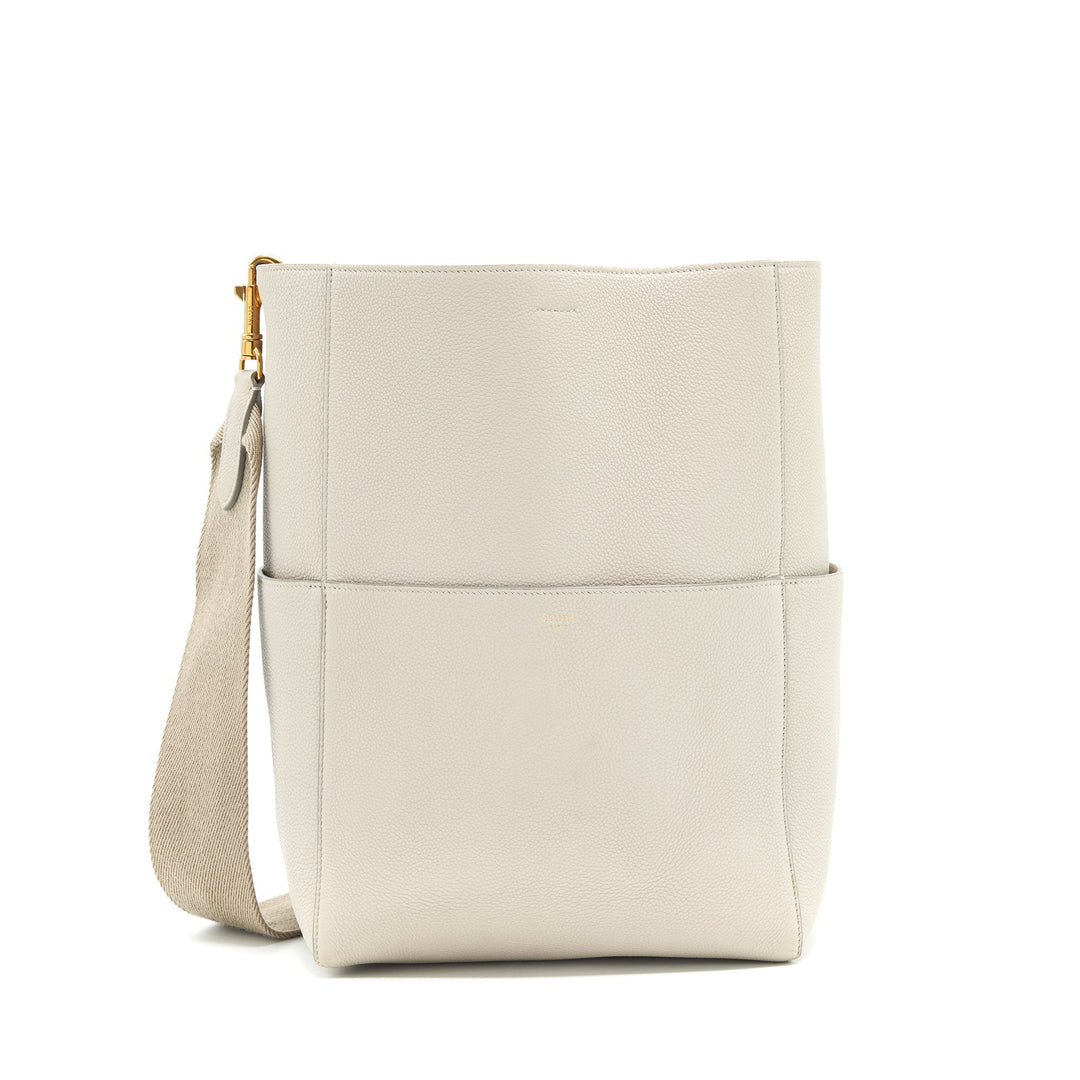 Top Quality Celine Sangle Bucket Bag Grained Calfskin Clay