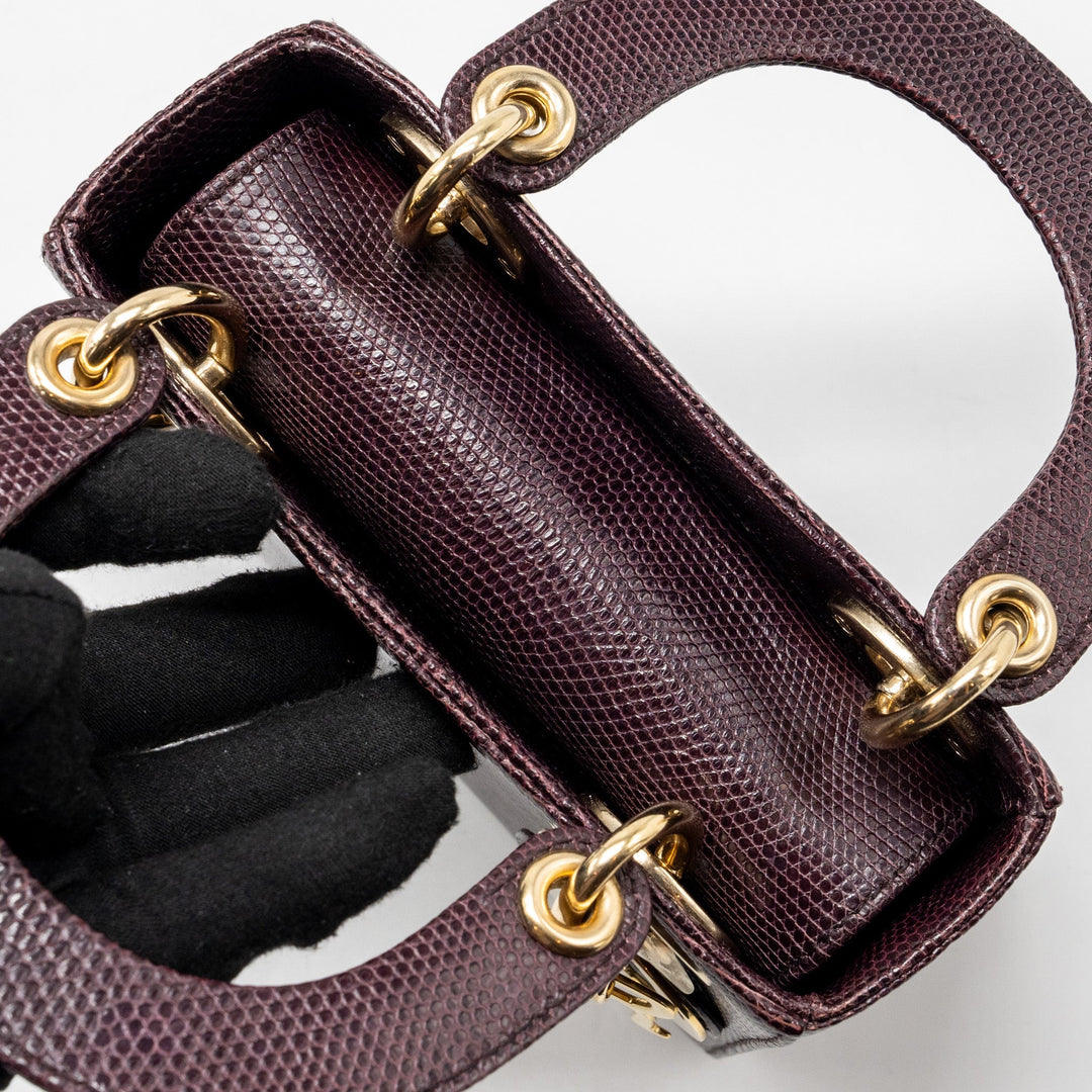 Top quality Dior Mini Lady Top quality Dior Lizard Burgundy