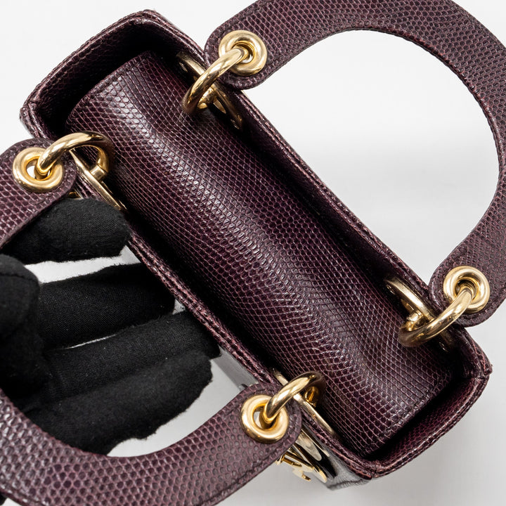 Top quality Dior Mini Lady Top quality Dior Lizard Burgundy