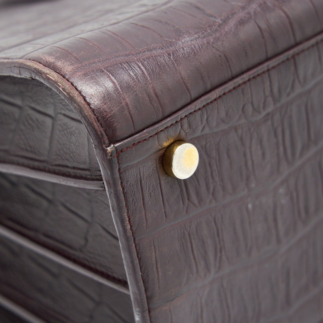 SAINT LAURENT/ YSL CLASSIC SAC DE JOUR IN CROCODILE EMBOSSED BURGUNDY