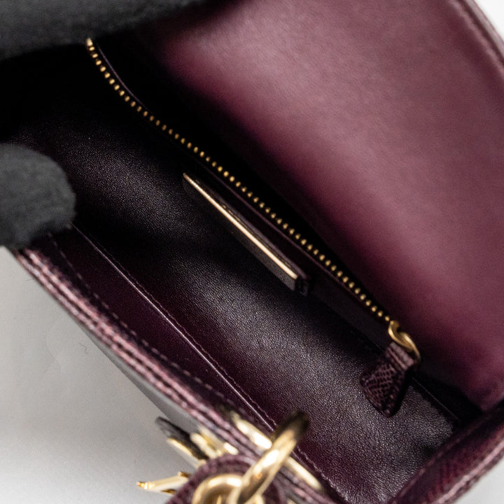 Top quality Dior Mini Lady Top quality Dior Lizard Burgundy