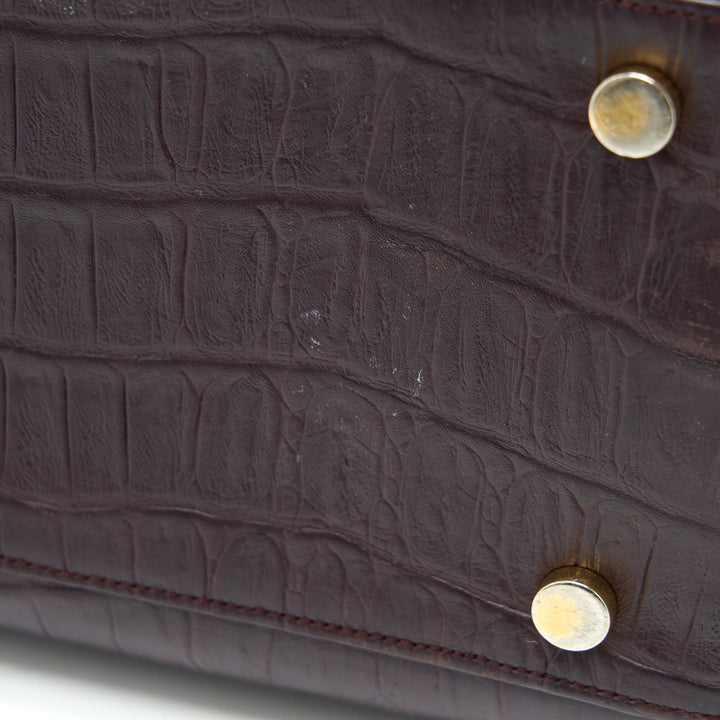 SAINT LAURENT/ YSL CLASSIC SAC DE JOUR IN CROCODILE EMBOSSED BURGUNDY