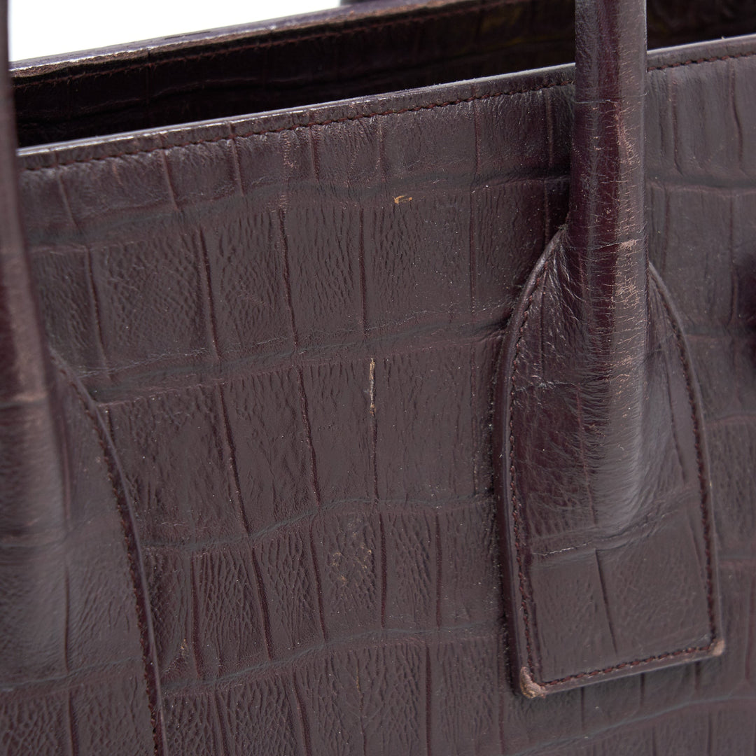 SAINT LAURENT/ YSL CLASSIC SAC DE JOUR IN CROCODILE EMBOSSED BURGUNDY