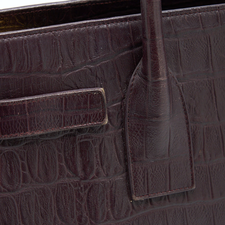 SAINT LAURENT/ YSL CLASSIC SAC DE JOUR IN CROCODILE EMBOSSED BURGUNDY