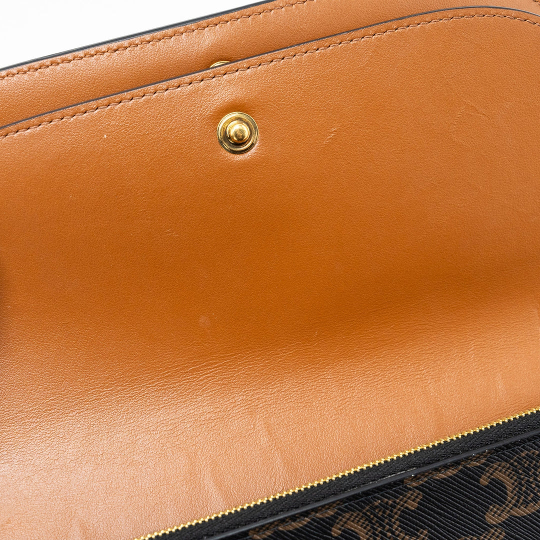 Top Quality Celine Wallet On Strap Triomphe Canvas/ Lambskin Tan
