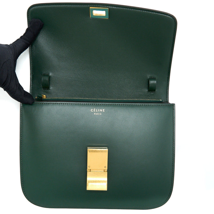 Celine Medium Classic Box Bag Calfskin Green